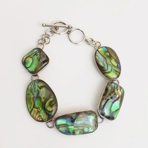 Abalone Shell Bracelet Toggle Closure Silver Color